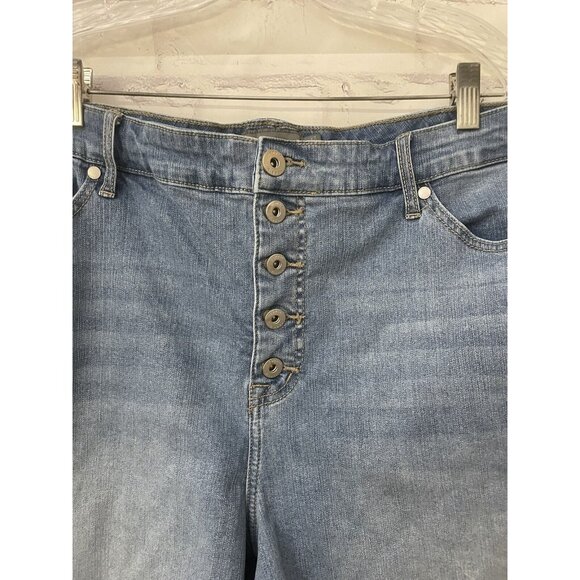 TORRID Cut Off  Blue Jean Shorts Button Fly Size 24 Stretch - Picture 3 of 9